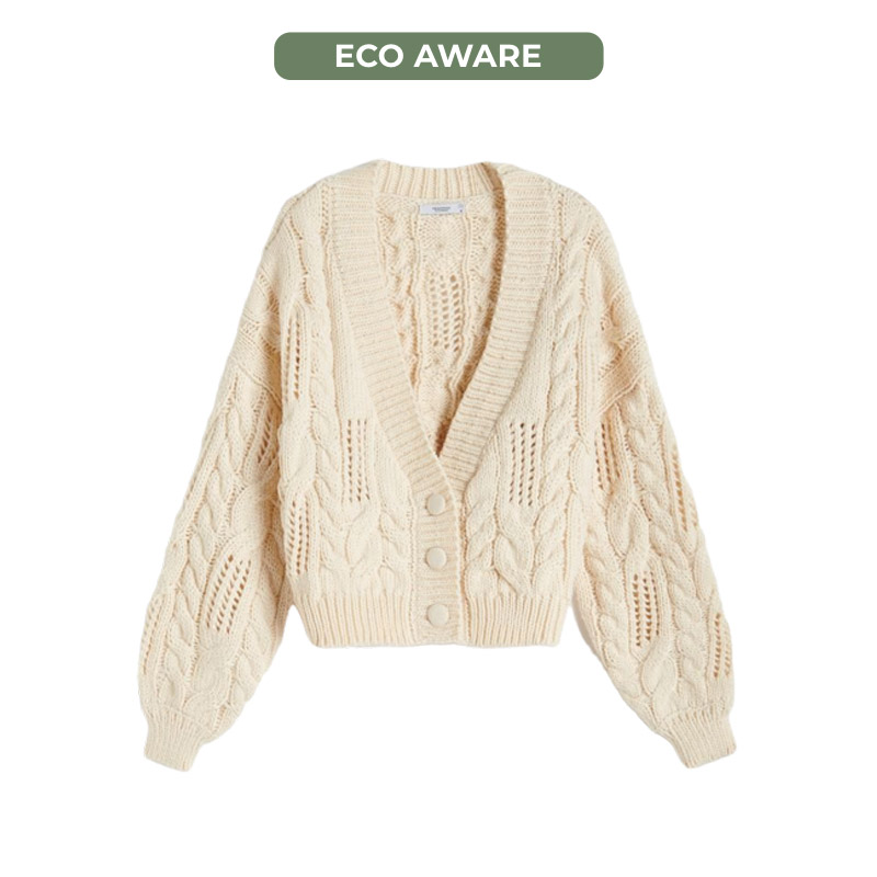Sweter, sweter z warkoczem, zapinany sweter, reserved, sweter na guziki, Eco