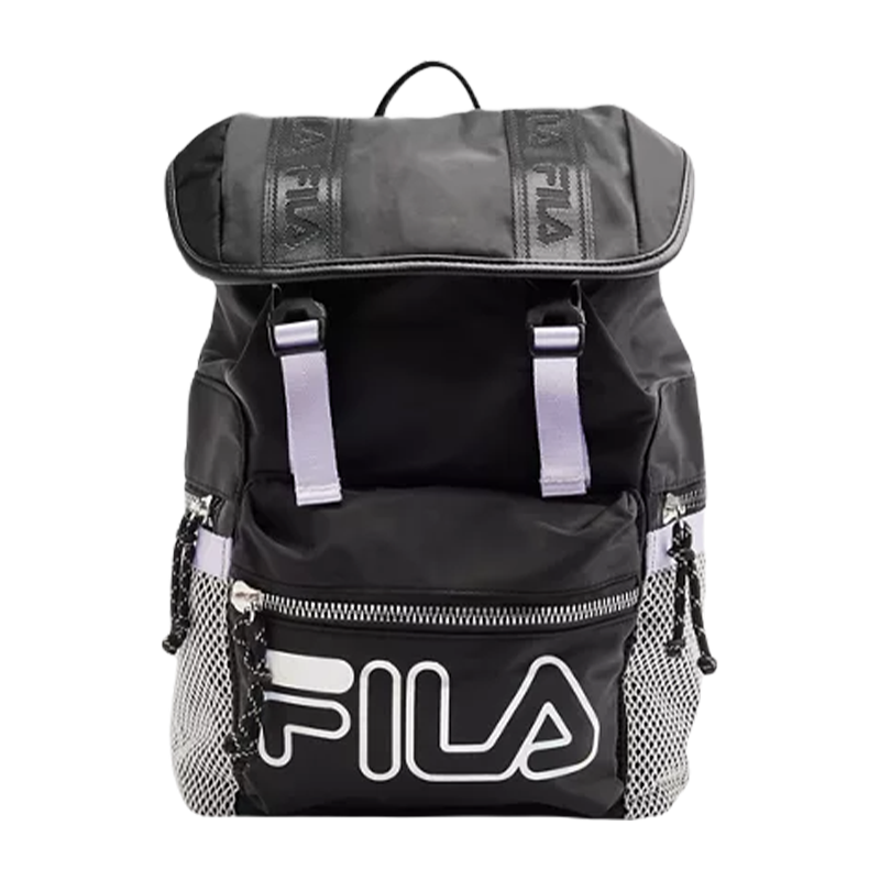 Deichmann - CZARNY PLECAK DAMSKI FILA Z LILIOWYMI PASKAMI