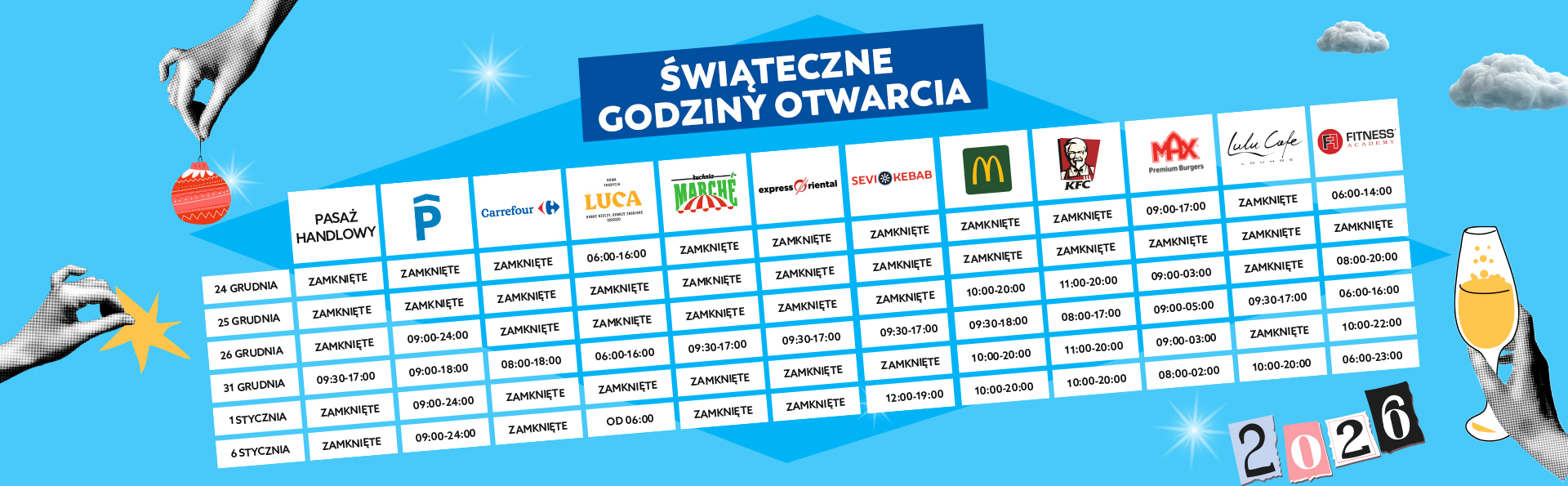 Świąteczne godziny otwarcia