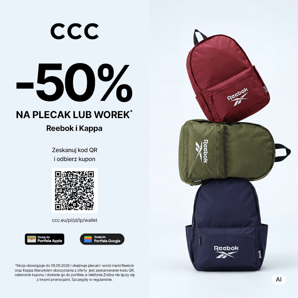 W CCC aż 50% na plecak lub worek!
